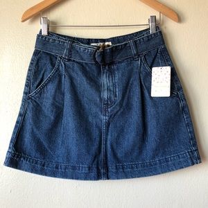 Free People We the Free Belted Denim Mini Skirt